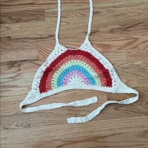 Lovers + Friends Multicolor Crochet Halter Top